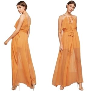 BCBGMAXZARIA Silk Chiffon Wide Leg Jumpsuit